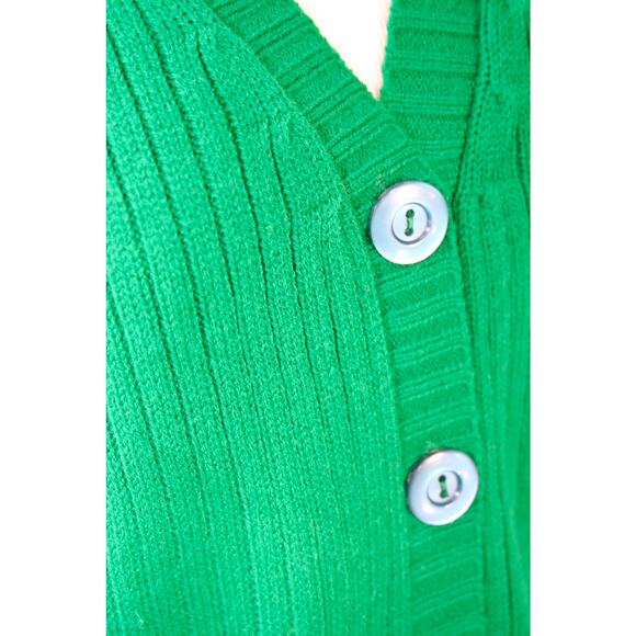 Vintage 70s Green Sweater Vest Button Indie Alternative Groovy Emo Punk Cosplay - Picture 6 of 11
